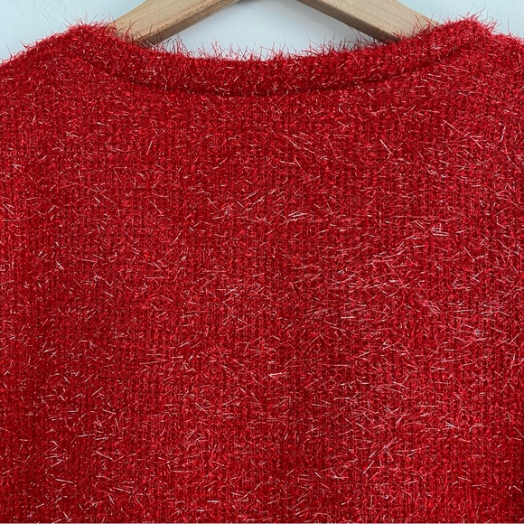 Rain Red Short-Sleeved Sparkle Textured Sweater - Picture 5 of 5